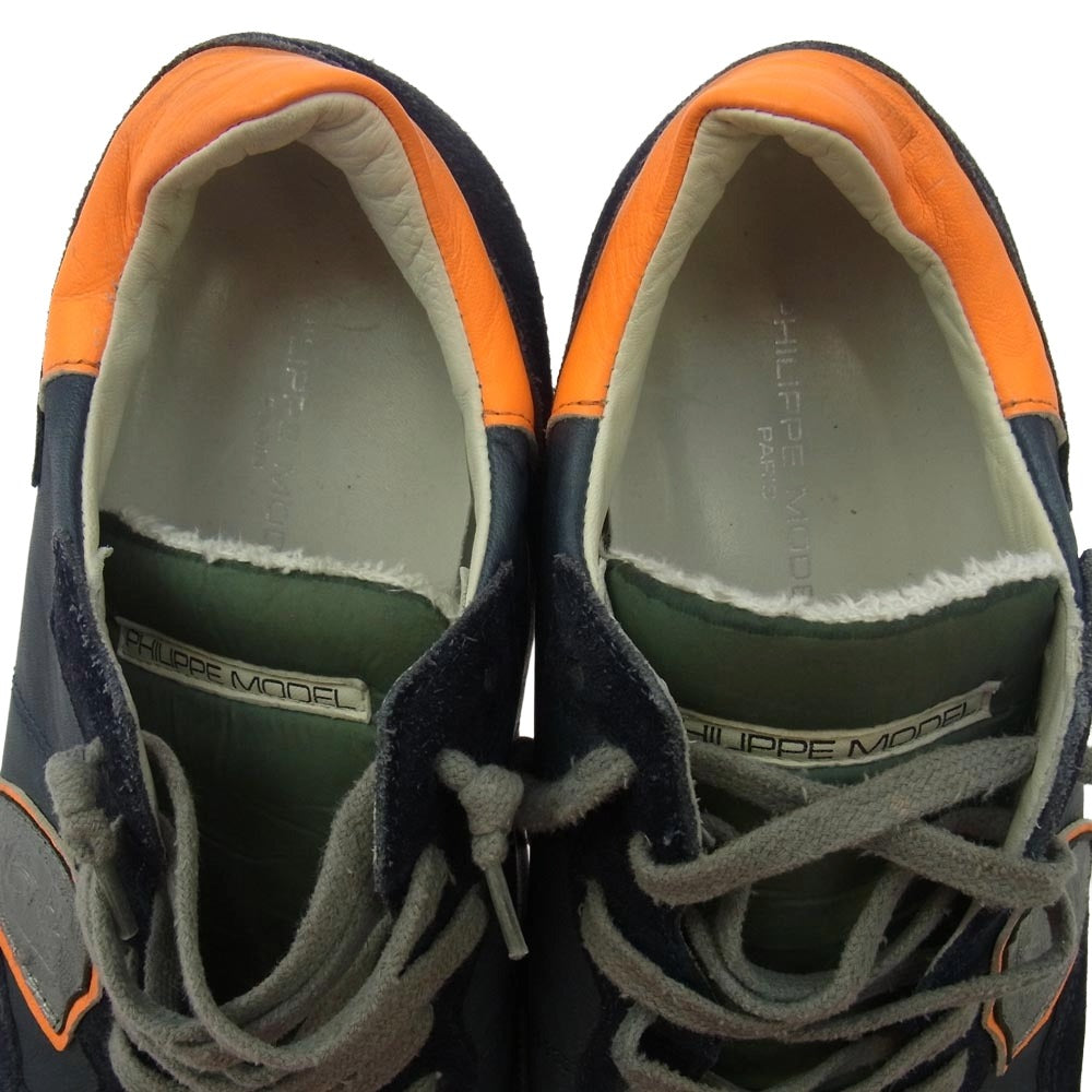 PHILIPPE MODEL フィリップモデル スエード 切替 ローカット スニーカー ネイビー系 41【中古】