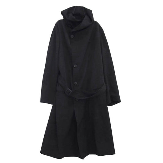 Yohji Yamamoto ヨウジヤマモト 24AW HO-C01-140 WOOL GABARDINE HOODED COAT ウール ギャバジン フーデッド コート ブラック系 2【中古】
