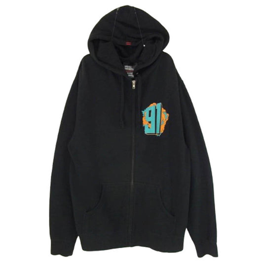 エクストララージ 90s フルジップ プリント パーカー ブラック系 L【中古】