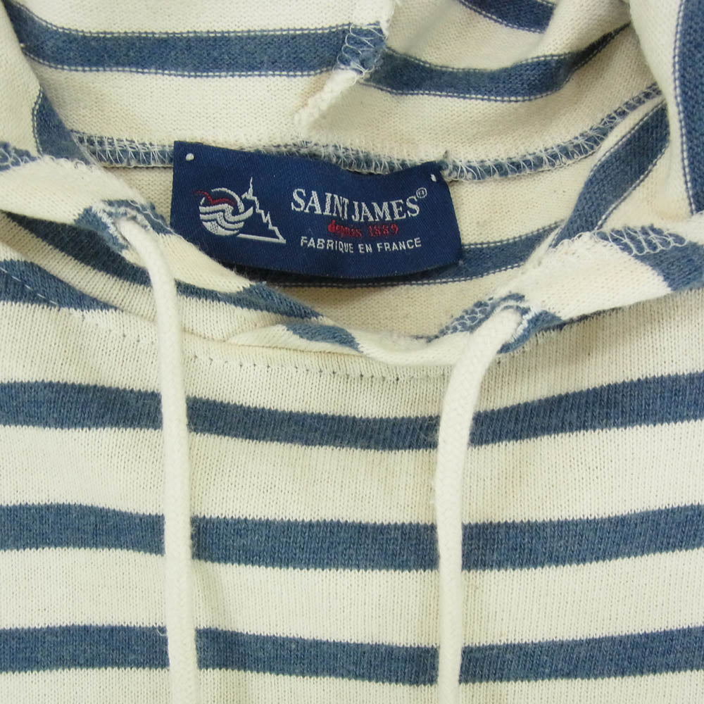 SAINT JAMES セントジェームス ボーダー ブルオーバー パーカー オフホワイト系 ブルー系 M【中古】