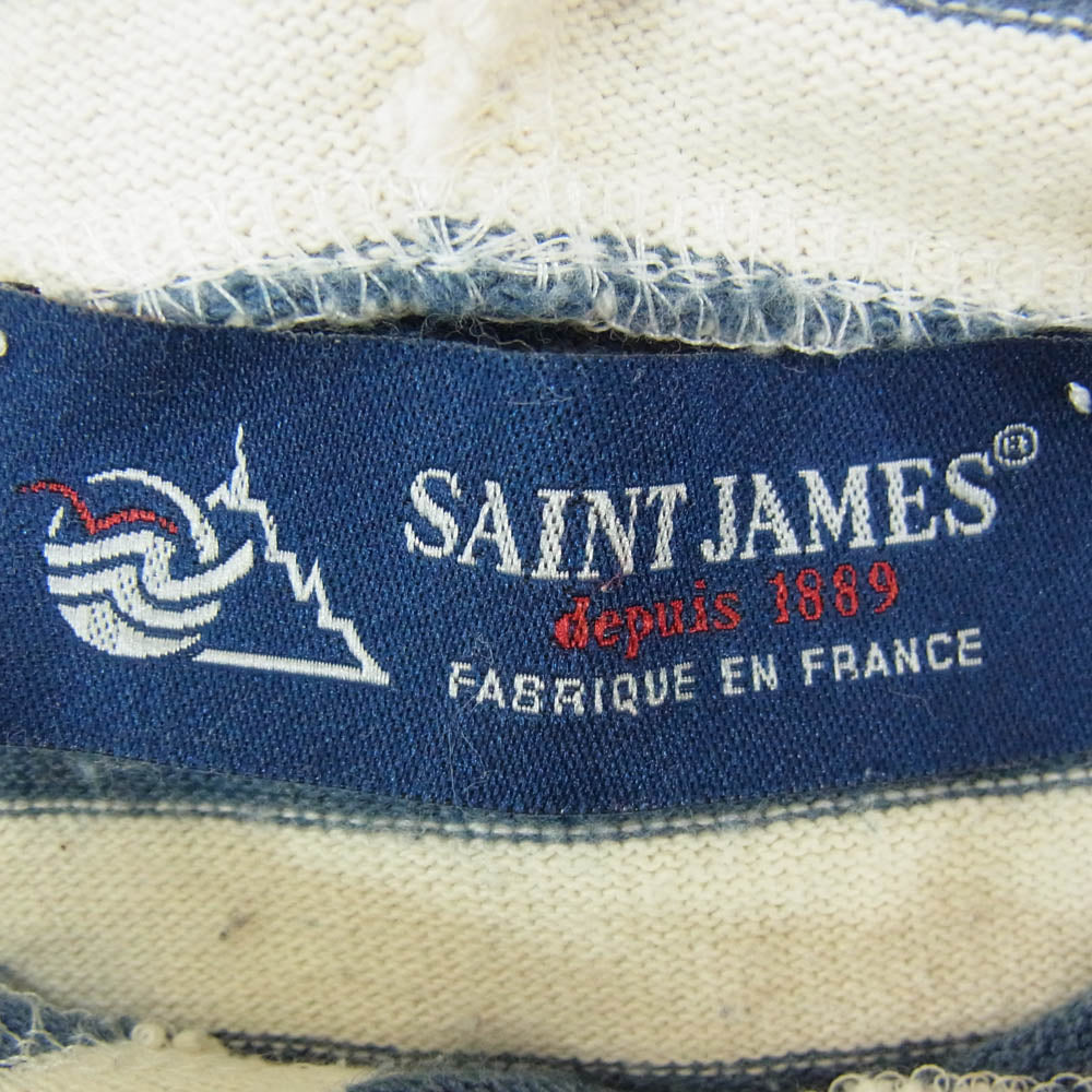 SAINT JAMES セントジェームス ボーダー ブルオーバー パーカー オフホワイト系 ブルー系 M【中古】