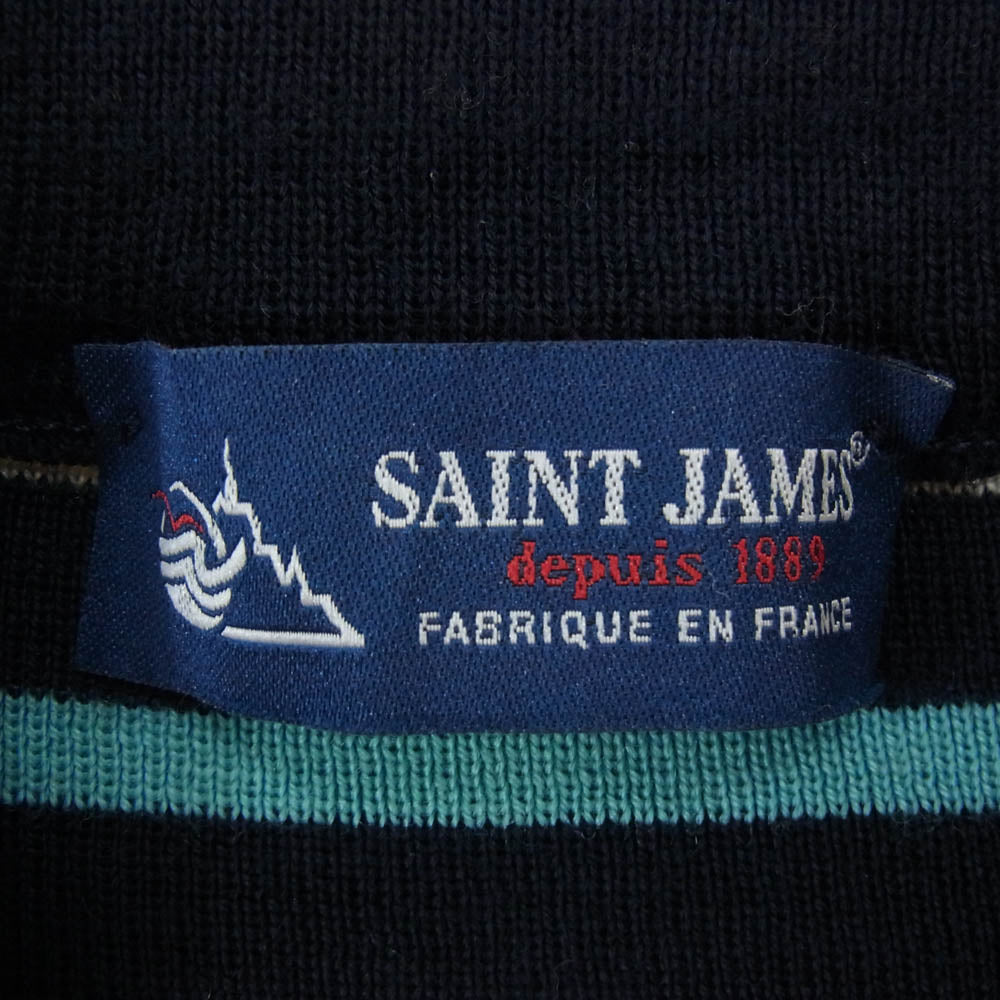 SAINT JAMES セントジェームス フランス製 ウール ボーダー ニット ネイビー ブルー系 S【中古】
