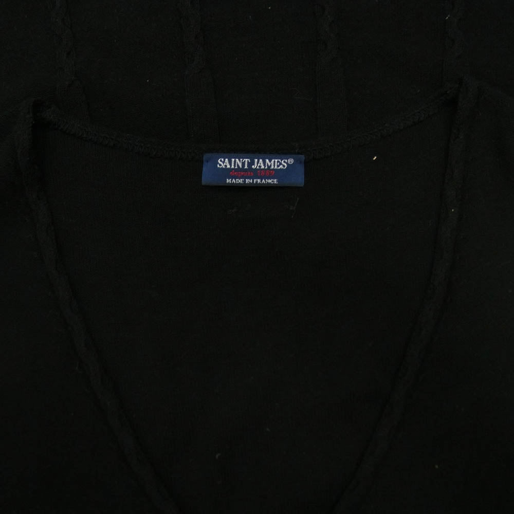 SAINT JAMES セントジェームス フランス製 ニット Vネック ワンピース ブラック系 M【中古】