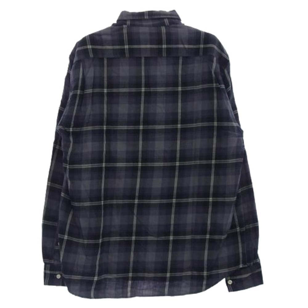 STUSSY ステューシー 黒タグ OLD オールド 長袖 チェック シャツ ネイビー系 ブラック系 パープル系 M【中古】