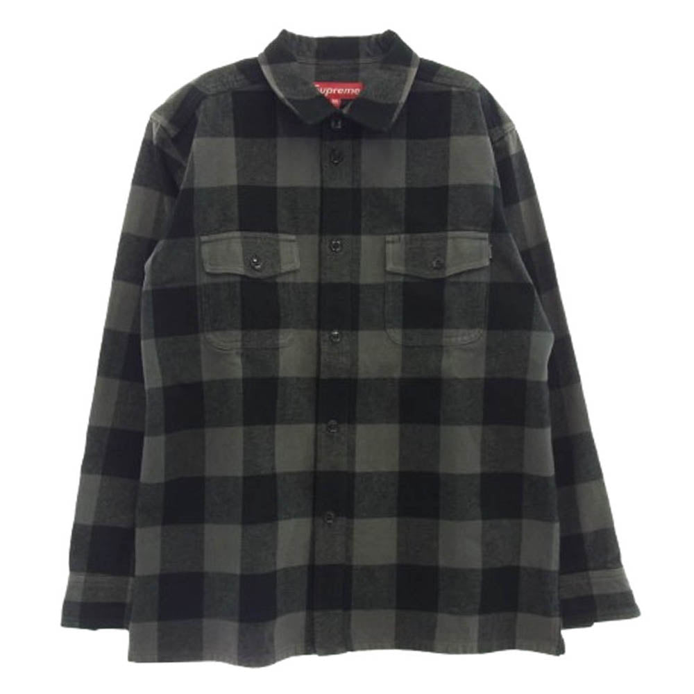 Supreme シュプリーム OLD オールド プレイド チェック フランネル 長袖 シャツ ブラック系 グレー系 M【中古】