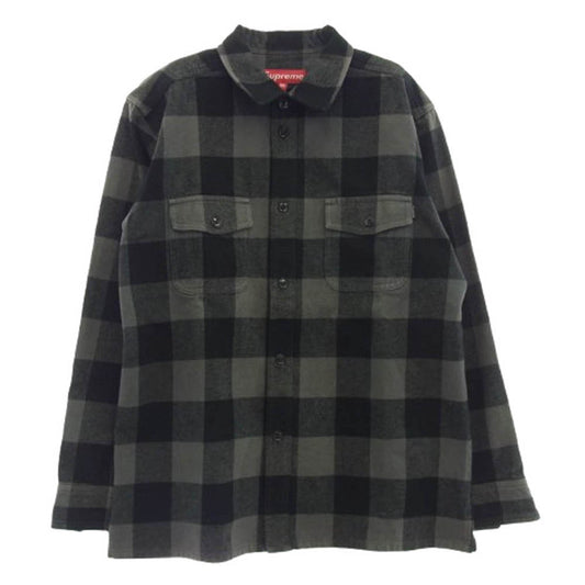 Supreme シュプリーム OLD オールド プレイド チェック フランネル 長袖 シャツ ブラック系 グレー系 M【中古】