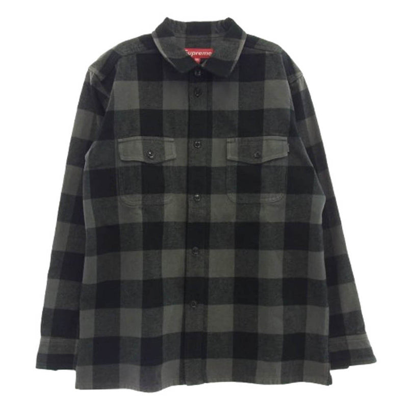 Supreme シュプリーム OLD オールド プレイド チェック フランネル 長袖 シャツ ブラック系 グレー系 M【中古】
