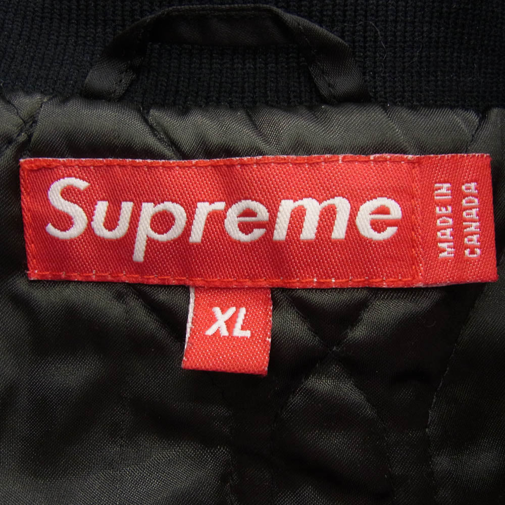 Supreme シュプリーム OLD オールド ロゴ刺繍 スタジャン スタジアムジャンパー サテンジャケット ブラック系 XL【中古】