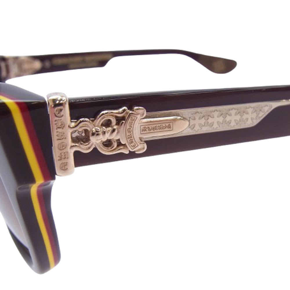 CHROME HEARTS クロムハーツ（原本無） BOX-OFFICER ボックスオフィサー PTO アイウェア サングラス ブラウン系 56□19-144【美品】【中古】