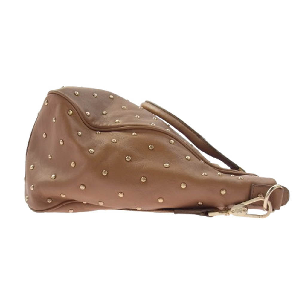 Anya Hindmarch アニヤ・ハインドマーチ スタッズ レザー ショルダー トート バッグ ブラウン系【中古】