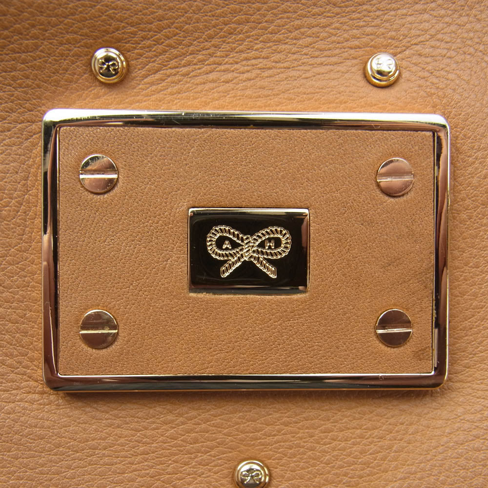 Anya Hindmarch アニヤ・ハインドマーチ スタッズ レザー ショルダー トート バッグ ブラウン系【中古】