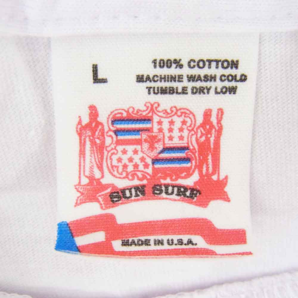 SUN SURF サンサーフ SS79568 PRINT T-SHIRTS HAWAII by 柳原良平 with MOOKIE Tシャツ 白系 ホワイト系 L【新古品】【未使用】【中古】