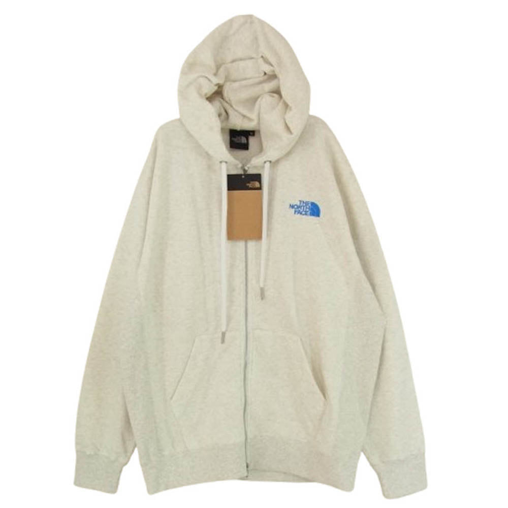 THE NORTH FACE ノースフェイス NT12335 Square Logo Full Zip スクエアロゴ フルジップ フーディー ジップ パーカー ホワイトミックスグレー M【新古品】【未使用】【中古】