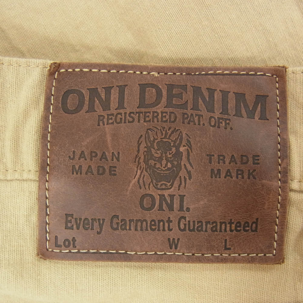 ONI DENIM 鬼デニム ONI200-8BE ワイドストレート 8oz ベタシャン セルビッジ シャンブレー パンツ ベージュ系 29【新古品】【未使用】【中古】