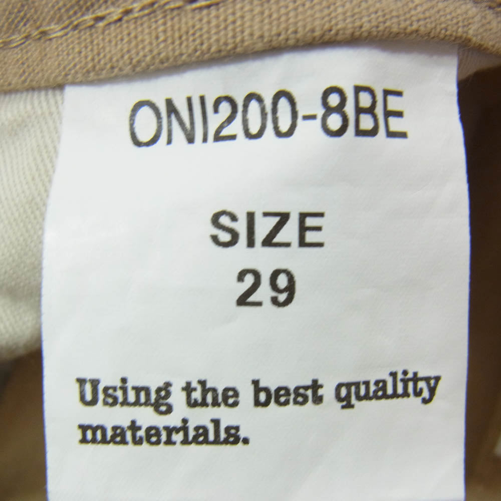 ONI DENIM 鬼デニム ONI200-8BE ワイドストレート 8oz ベタシャン セルビッジ シャンブレー パンツ ベージュ系 29【新古品】【未使用】【中古】