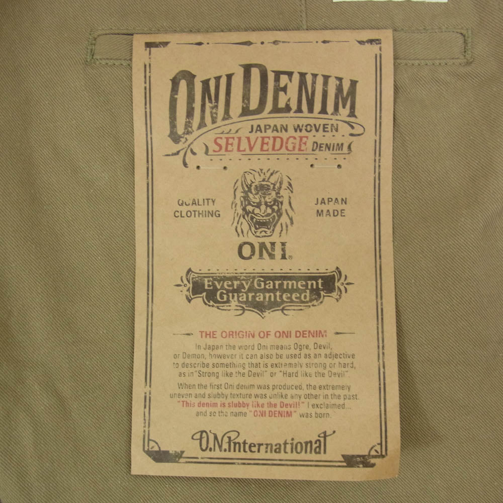 ONI DENIM 鬼デニム ONI718CH-KHB Chino Pants Khaki Beige チノパンツ ブラウン系 31【新古品】【未使用】【中古】