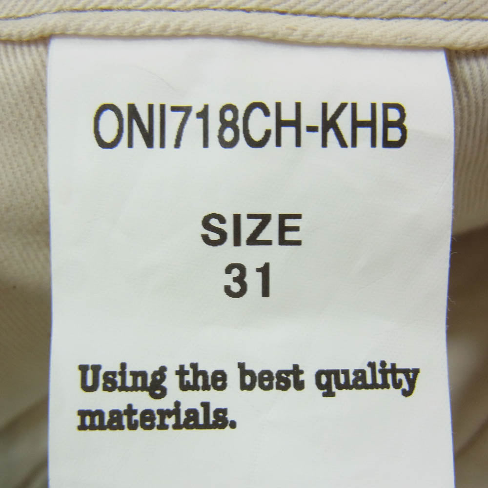 ONI DENIM 鬼デニム ONI718CH-KHB Chino Pants Khaki Beige チノパンツ ブラウン系 31【新古品】【未使用】【中古】