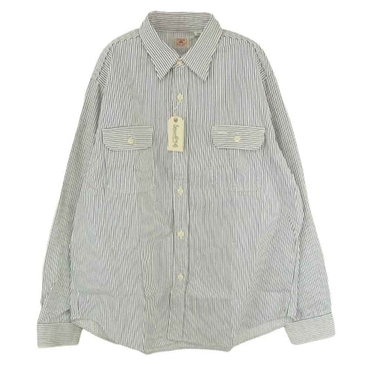 SUGAR CANE シュガーケーン SC27853 HICKORY STRIPE WORK SHIRT ヒッコリーストライプ 長袖 ワークシャツ ブラック系 XL【新古品】【未使用】【中古】