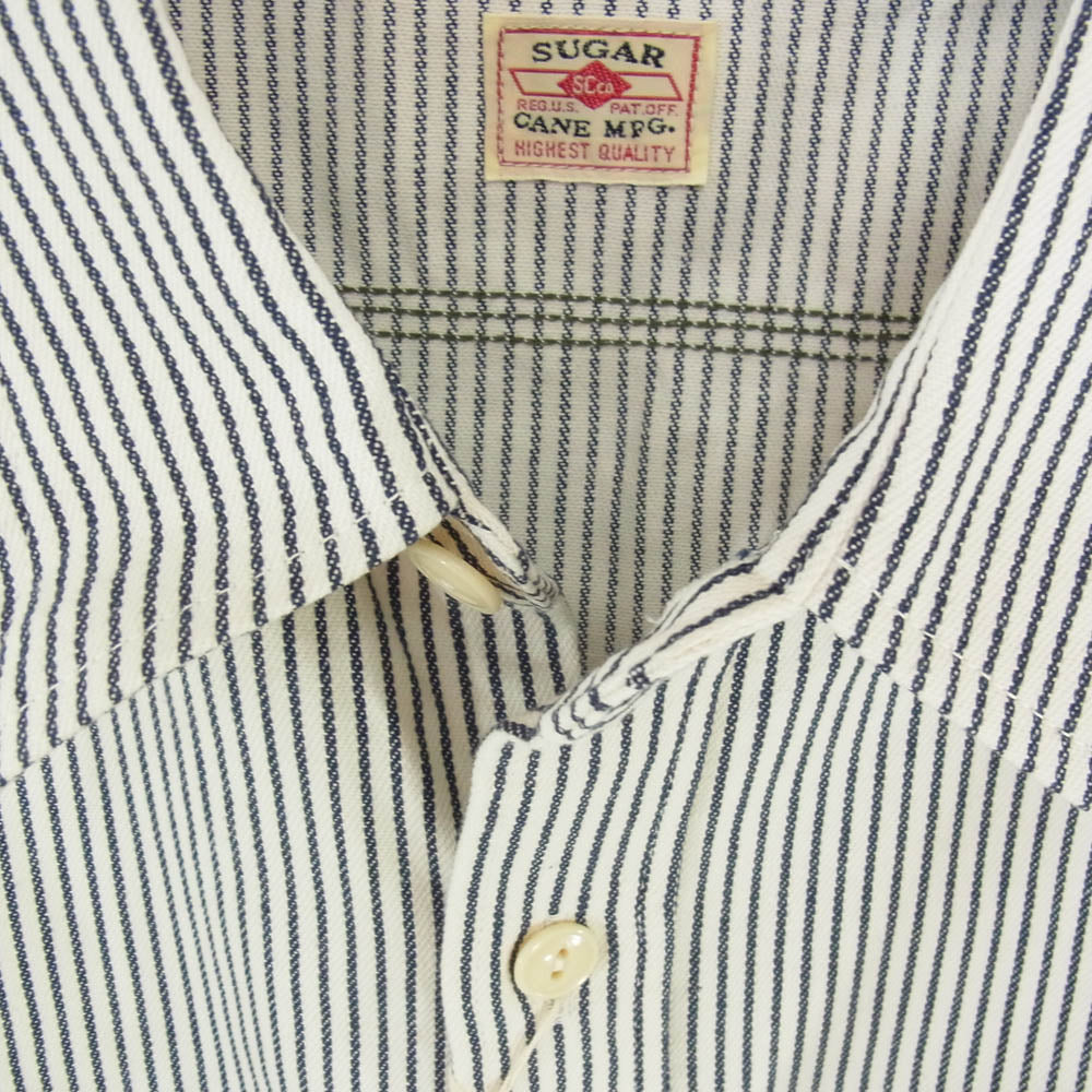 SUGAR CANE シュガーケーン SC27853 HICKORY STRIPE WORK SHIRT ヒッコリーストライプ 長袖 ワークシャツ ブラック系 XL【新古品】【未使用】【中古】