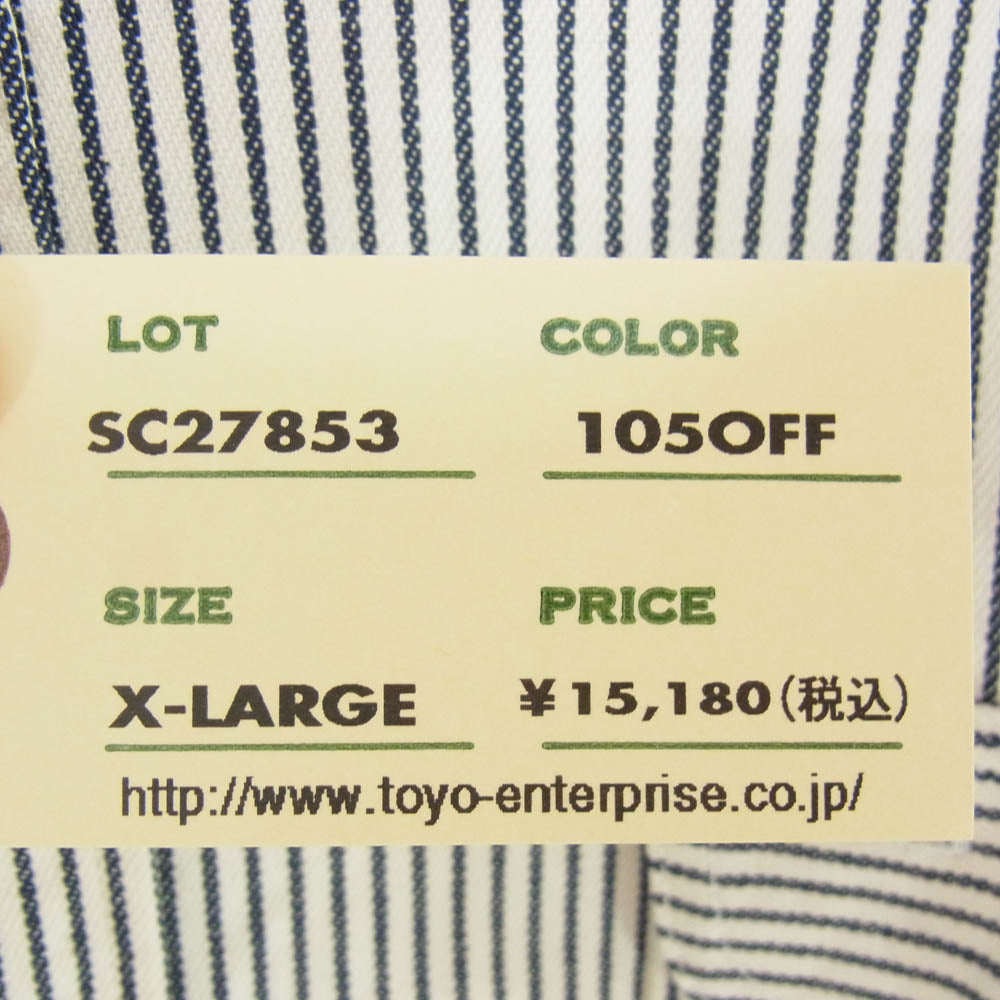 SUGAR CANE シュガーケーン SC27853 HICKORY STRIPE WORK SHIRT ヒッコリーストライプ 長袖 ワークシャツ ブラック系 XL【新古品】【未使用】【中古】