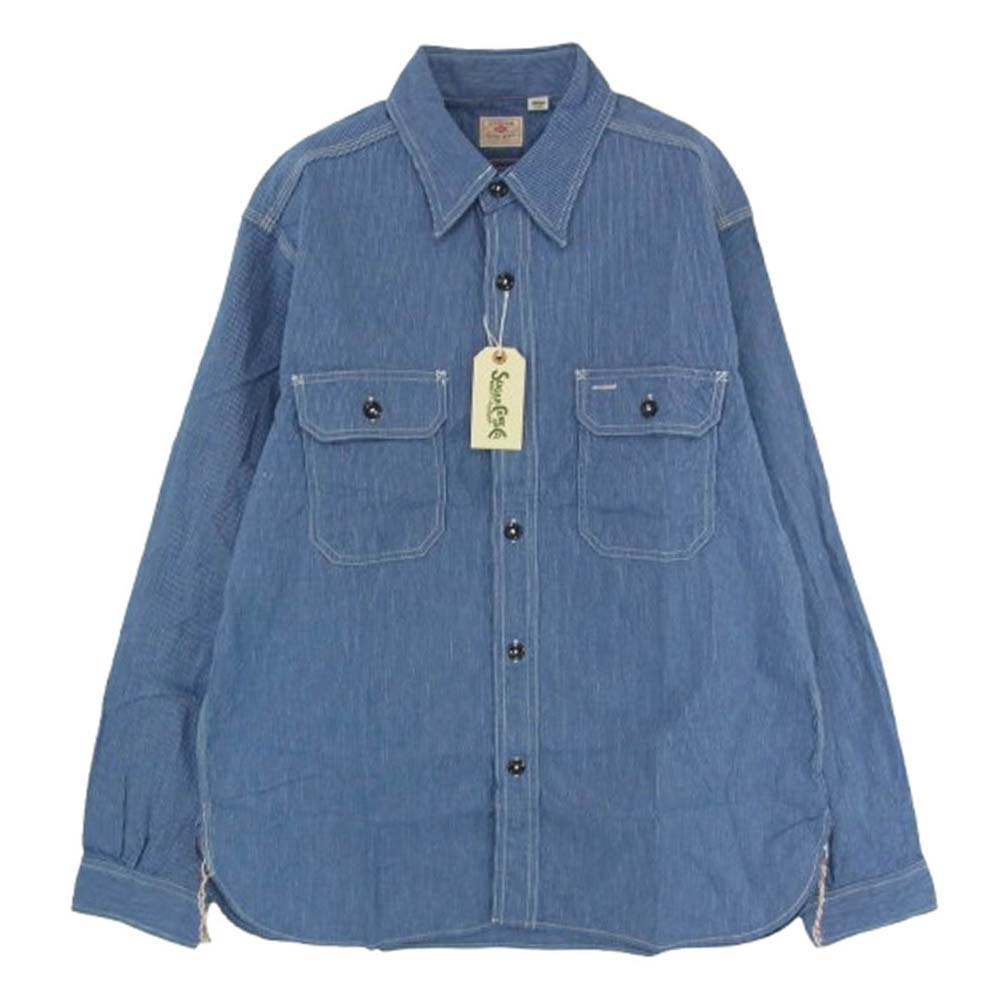SUGAR CANE シュガーケーン SC25511 JEAN CORD WORK SHIRT LONG SLEEVE ジーンコード 長袖 ワークシャツ ブルー系 M【新古品】【未使用】【中古】