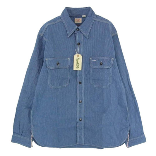 SUGAR CANE シュガーケーン SC25511 JEAN CORD WORK SHIRT LONG SLEEVE ジーンコード 長袖 ワークシャツ ブルー系 M【新古品】【未使用】【中古】