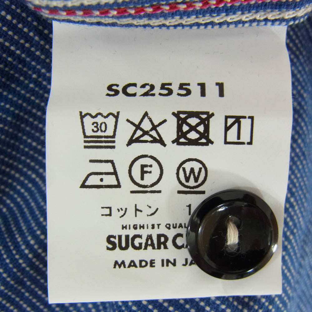 SUGAR CANE シュガーケーン SC25511 JEAN CORD WORK SHIRT LONG SLEEVE ジーンコード 長袖 ワークシャツ ブルー系 M【新古品】【未使用】【中古】