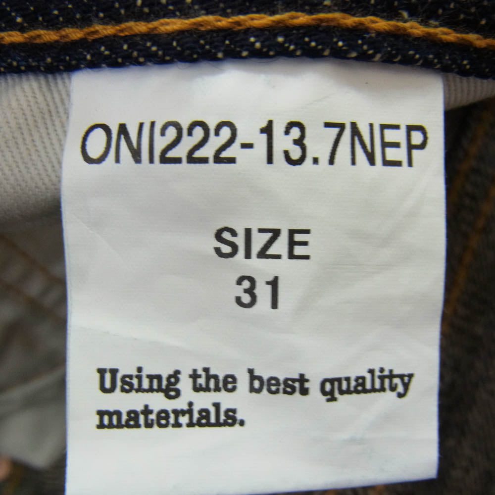 ONI DENIM 鬼デニム ONI222-13.7NEP 13.7oz NEP Denim Super Wide Straight 13.7オンス ネップデニム スーパーワイドストレート デニム パンツ ジーンズ インディゴブルー系 31【極上美品】【中古】