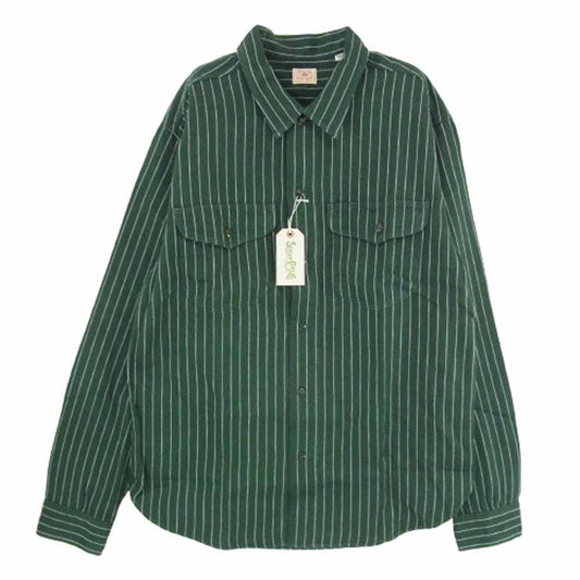 SUGAR CANE シュガーケーン SC28652 COKE STRIPE WORK SHIRT LONG SLEEVE コークストライプ 長袖 ワークシャツ グリーン系 M【新古品】【未使用】【中古】