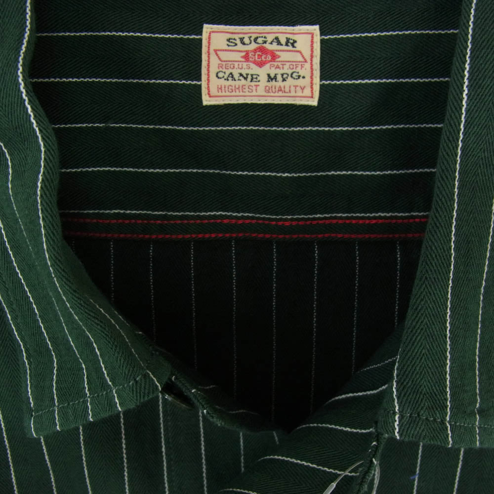 SUGAR CANE シュガーケーン SC28652 COKE STRIPE WORK SHIRT LONG SLEEVE コークストライプ 長袖 ワークシャツ グリーン系 M【新古品】【未使用】【中古】