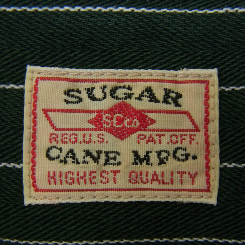 SUGAR CANE シュガーケーン SC28652 COKE STRIPE WORK SHIRT LONG SLEEVE コークストライプ 長袖 ワークシャツ グリーン系 M【新古品】【未使用】【中古】