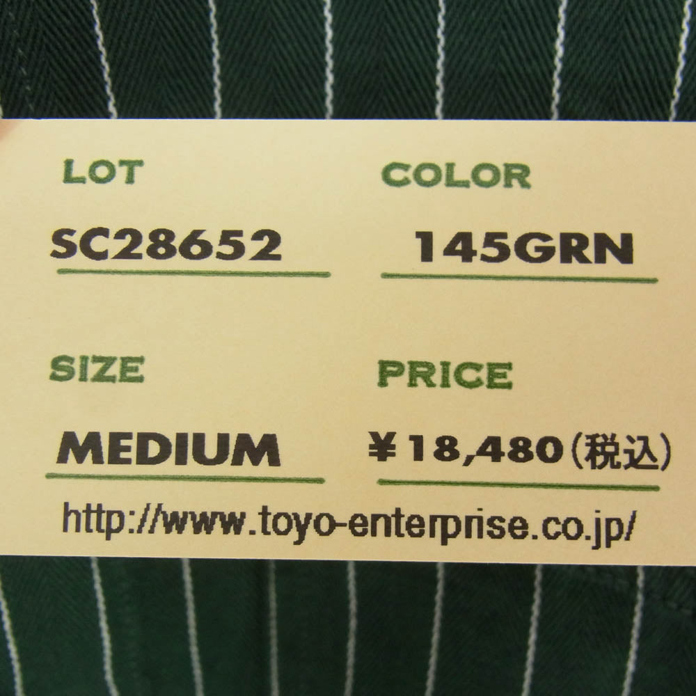 SUGAR CANE シュガーケーン SC28652 COKE STRIPE WORK SHIRT LONG SLEEVE コークストライプ 長袖 ワークシャツ グリーン系 M【新古品】【未使用】【中古】