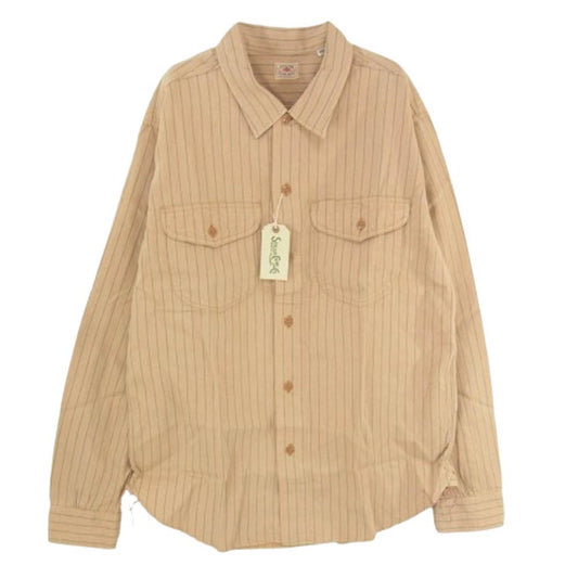 SUGAR CANE シュガーケーン SC28652 COKE STRIPE WORK SHIRT LONG SLEEVE コークストライプ 長袖 ワークシャツ ベージュ系 M【新古品】【未使用】【中古】