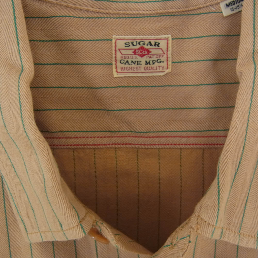 SUGAR CANE シュガーケーン SC28652 COKE STRIPE WORK SHIRT LONG SLEEVE コークストライプ 長袖 ワークシャツ ベージュ系 M【新古品】【未使用】【中古】