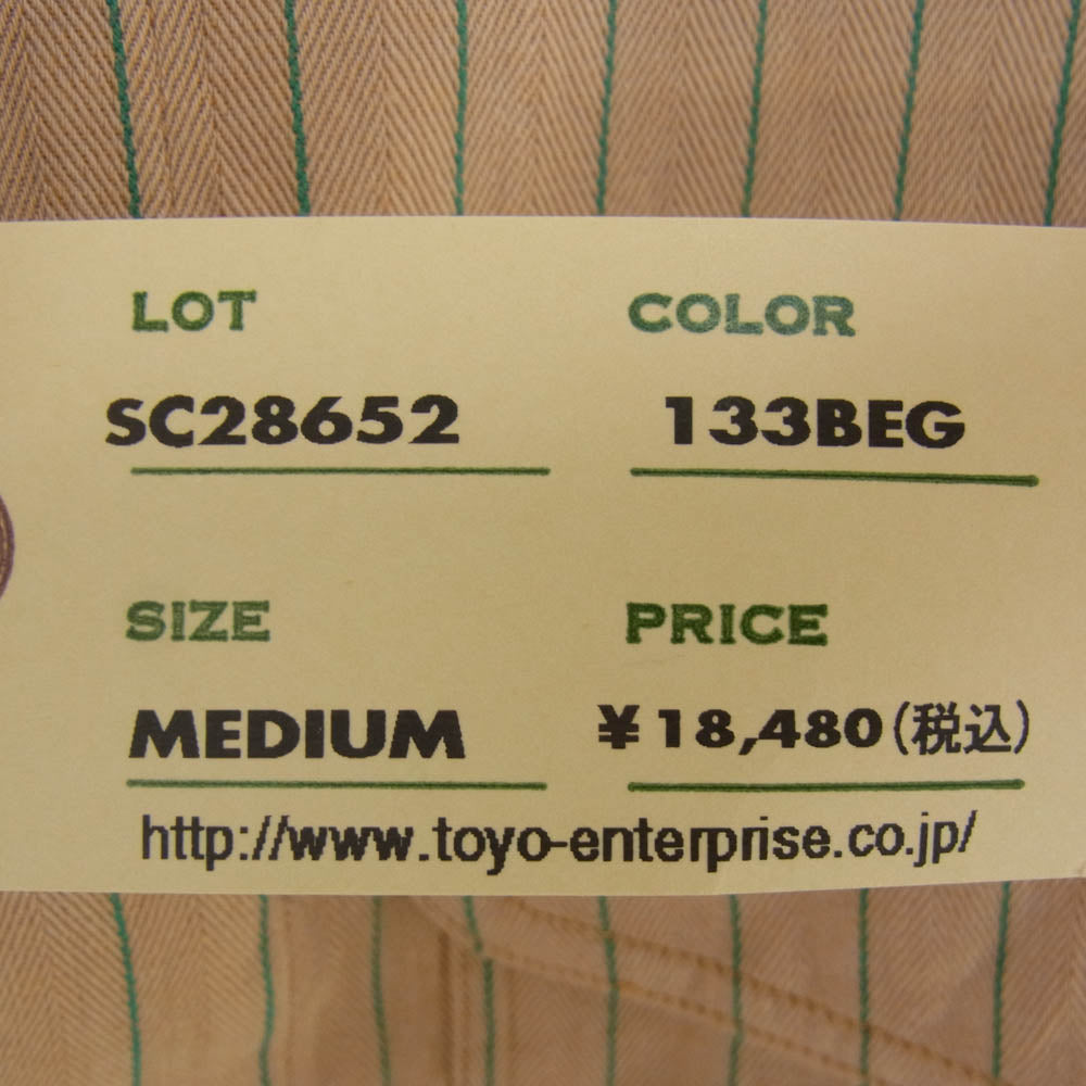 SUGAR CANE シュガーケーン SC28652 COKE STRIPE WORK SHIRT LONG SLEEVE コークストライプ 長袖 ワークシャツ ベージュ系 M【新古品】【未使用】【中古】