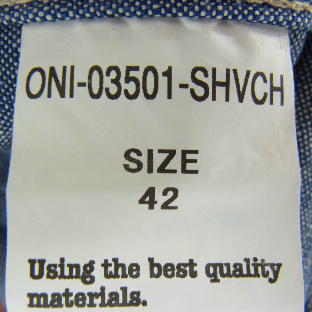 ONI DENIM 鬼デニム oni-03501-shvch 13oz Super Heavy Chambray Coverall スーパー ヘビー シャンブレー カバーオール ブルー系 42【極上美品】【中古】