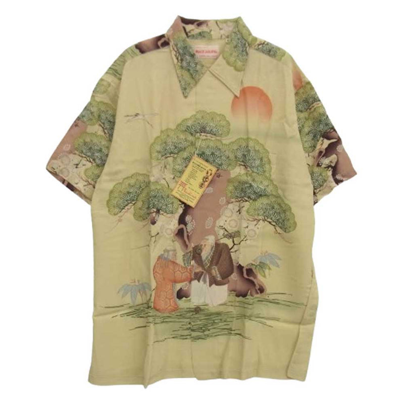 SUN SURF サンサーフ SS39231 SP スペシャル FLOWER BLOOMING FOLKTALE K・イソシマ商店実名復刻 ハレ アロハ 高砂 ハワイアン シャツ ペールイエロー系 XL【新古品】【未使用】【中古】