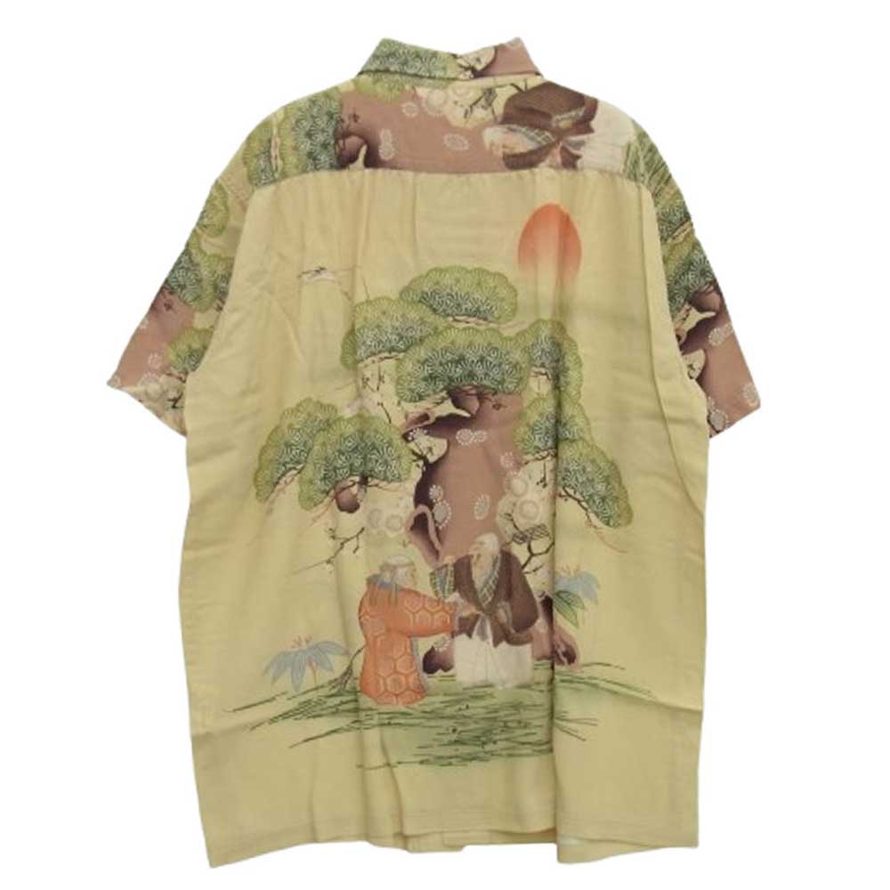 SUN SURF サンサーフ SS39231 SP スペシャル FLOWER BLOOMING FOLKTALE K・イソシマ商店実名復刻 ハレ アロハ 高砂 ハワイアン シャツ ペールイエロー系 XL【新古品】【未使用】【中古】
