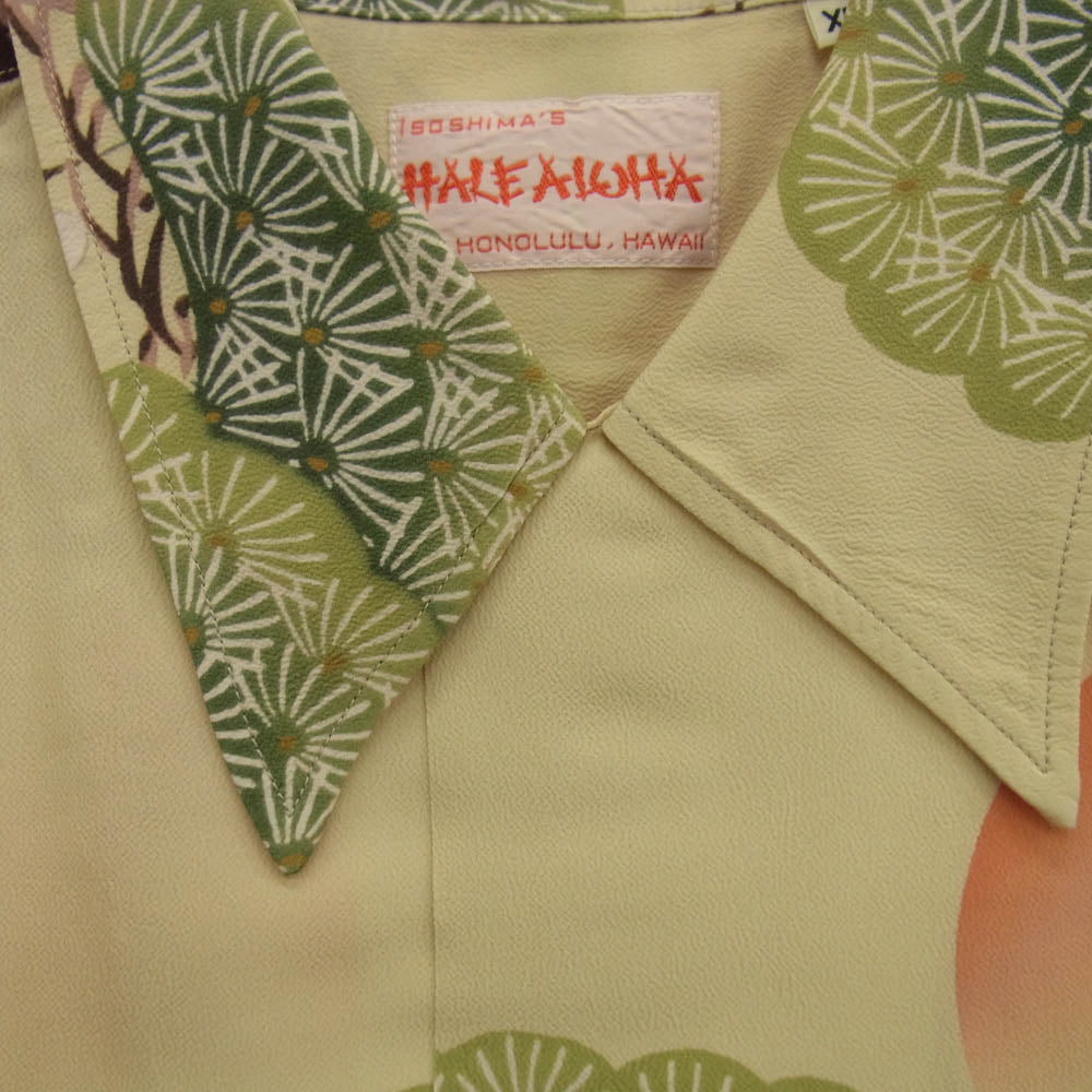 SUN SURF サンサーフ SS39231 SP スペシャル FLOWER BLOOMING FOLKTALE K・イソシマ商店実名復刻 ハレ アロハ 高砂 ハワイアン シャツ ペールイエロー系 XL【新古品】【未使用】【中古】