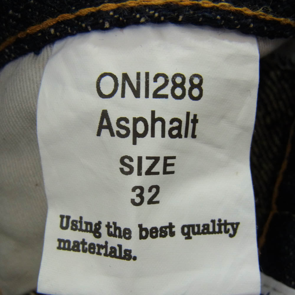 ONI DENIM 鬼デニム 288-Asphalt 20oz Asphalt Denim Regular Straight アスファルトデニム レギュラーストレート デニム パンツ ジーンズ インディゴブルー系 32【極上美品】【中古】