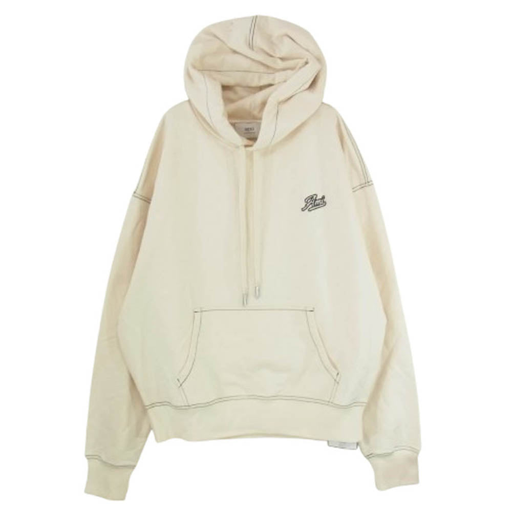 AMI PARIS アミパリス HSW229 JE0098 OVERSIZED HOODIE オーバーサイズ フーディー プルオーバー パーカー オフホワイト系 XL【中古】