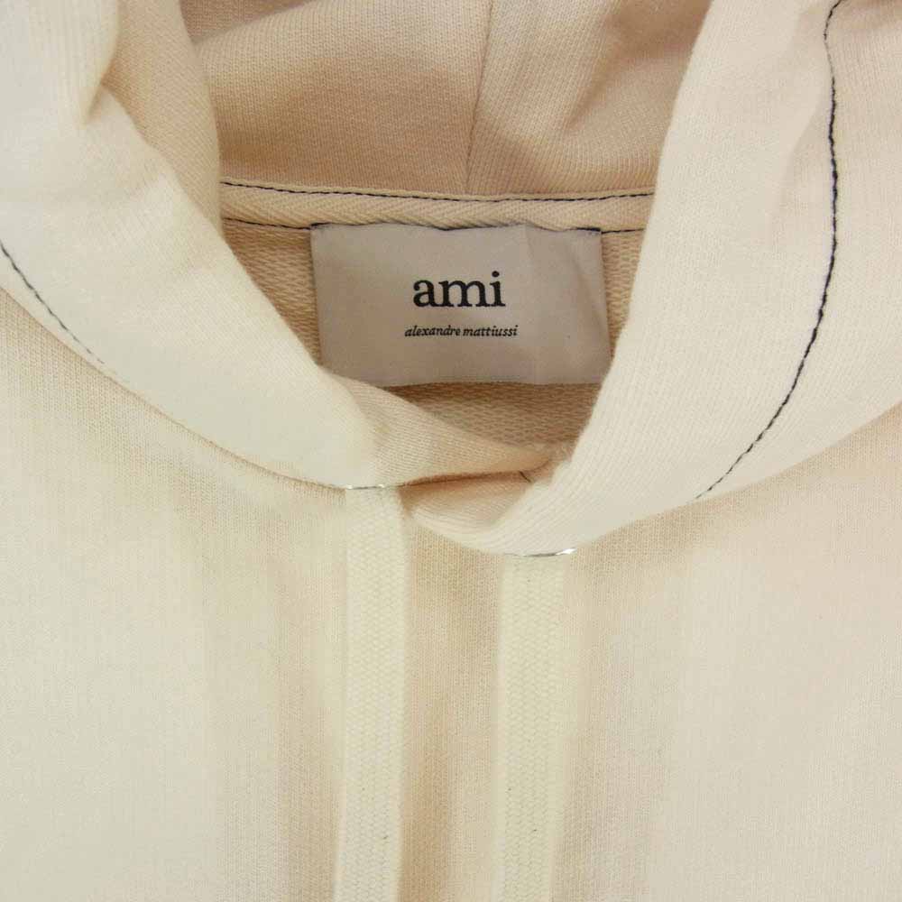 AMI PARIS アミパリス HSW229 JE0098 OVERSIZED HOODIE オーバーサイズ フーディー プルオーバー パーカー オフホワイト系 XL【中古】