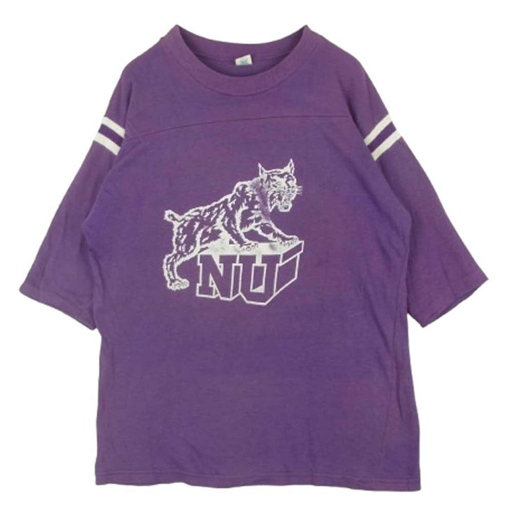 ヴィンテージ artex 70~80s アルテックス プリント 半袖 Tシャツ コットン アメリカ製 パープル系 XL【中古】