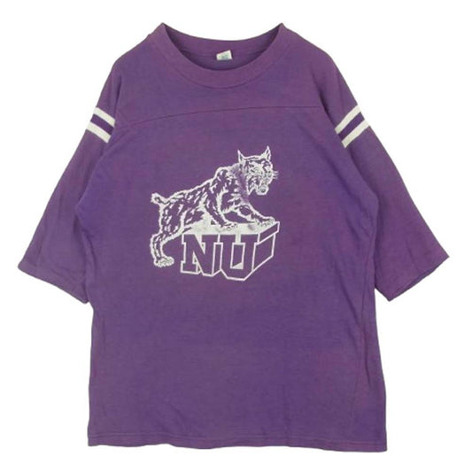 ヴィンテージ artex 70~80s アルテックス プリント 半袖 Tシャツ コットン アメリカ製 パープル系 XL【中古】