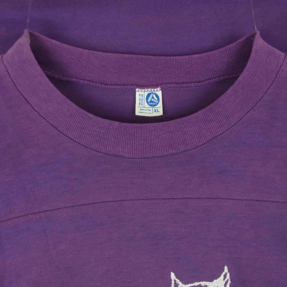 ヴィンテージ artex 70~80s アルテックス プリント 半袖 Tシャツ コットン アメリカ製 パープル系 XL【中古】