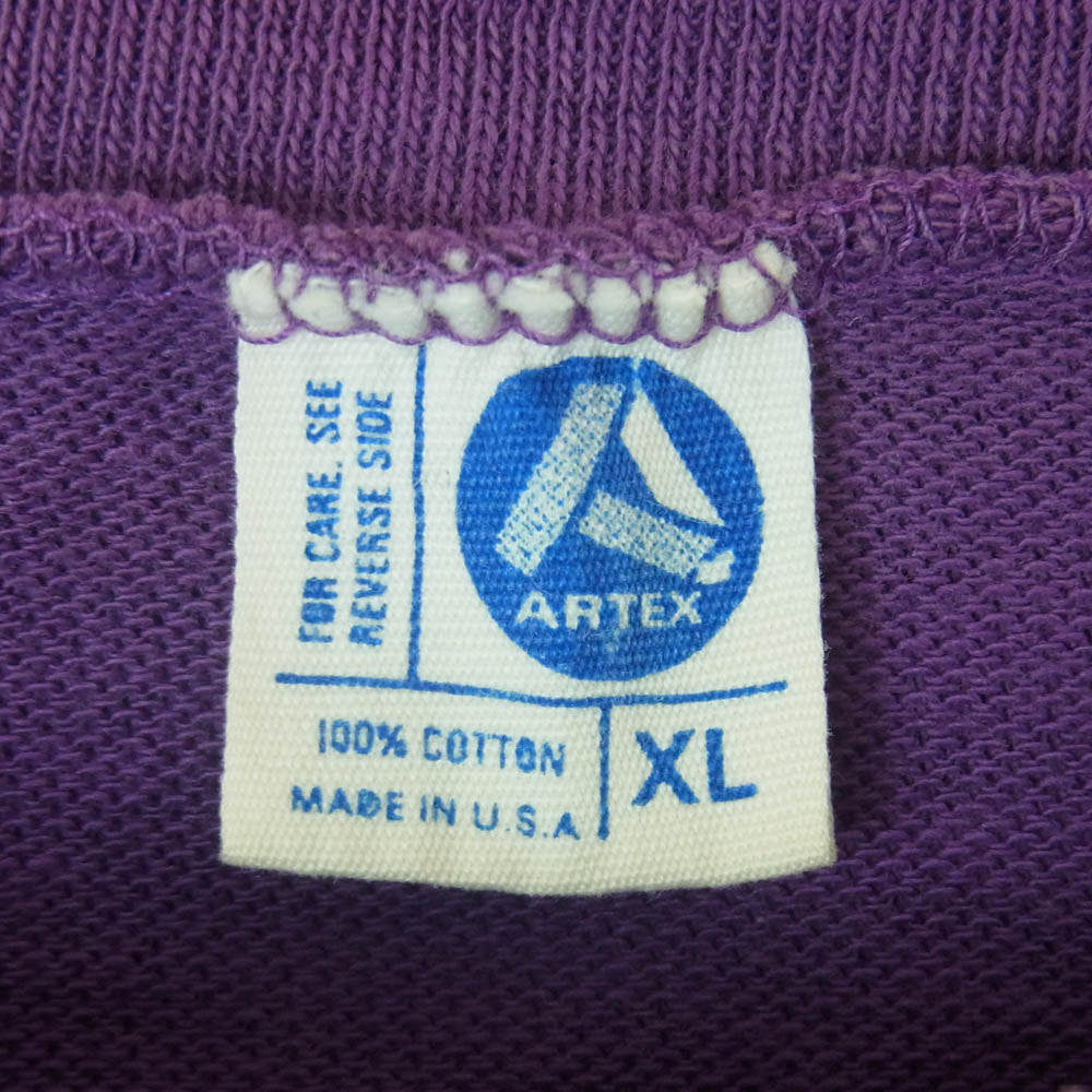 ヴィンテージ artex 70~80s アルテックス プリント 半袖 Tシャツ コットン アメリカ製 パープル系 XL【中古】