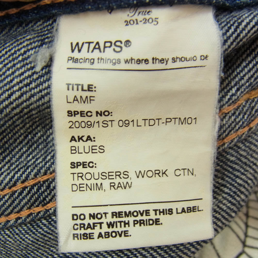 WTAPS ダブルタップス 09SS 1ST 091LTDT-PTM01 セルビッチ ボタンフライ デニムパンツ インディゴブルー系 M【中古】
