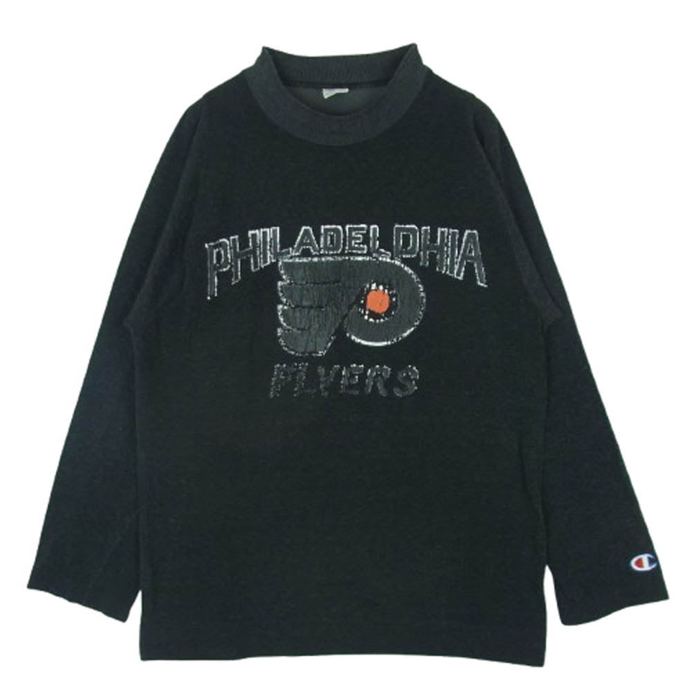 Champion チャンピオン vintage USA製 80s トリコタグ後期 プリント カットソー 長袖 Tシャツ ダークグレー系 M【中古】