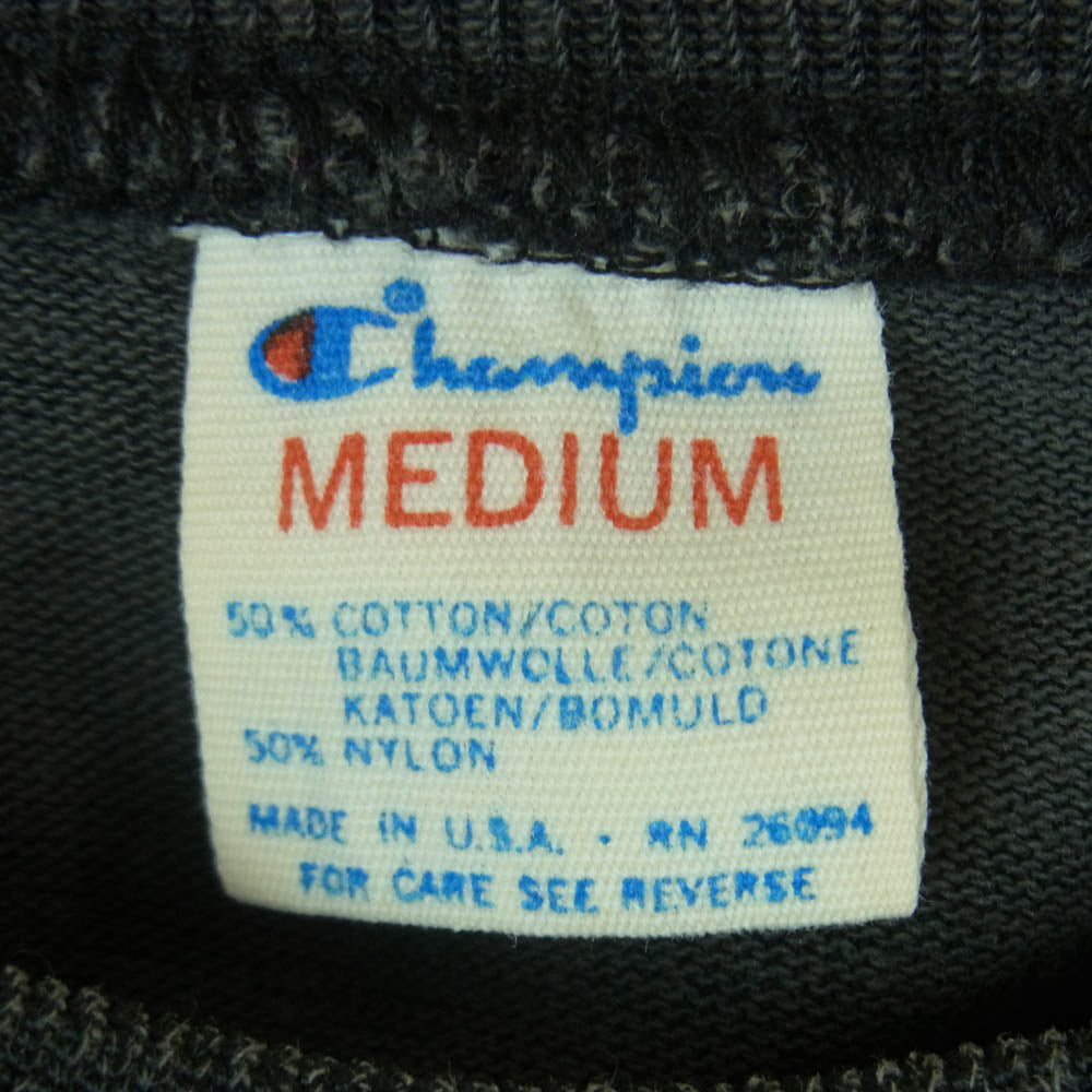 Champion チャンピオン vintage USA製 80s トリコタグ後期 プリント カットソー 長袖 Tシャツ ダークグレー系 M【中古】