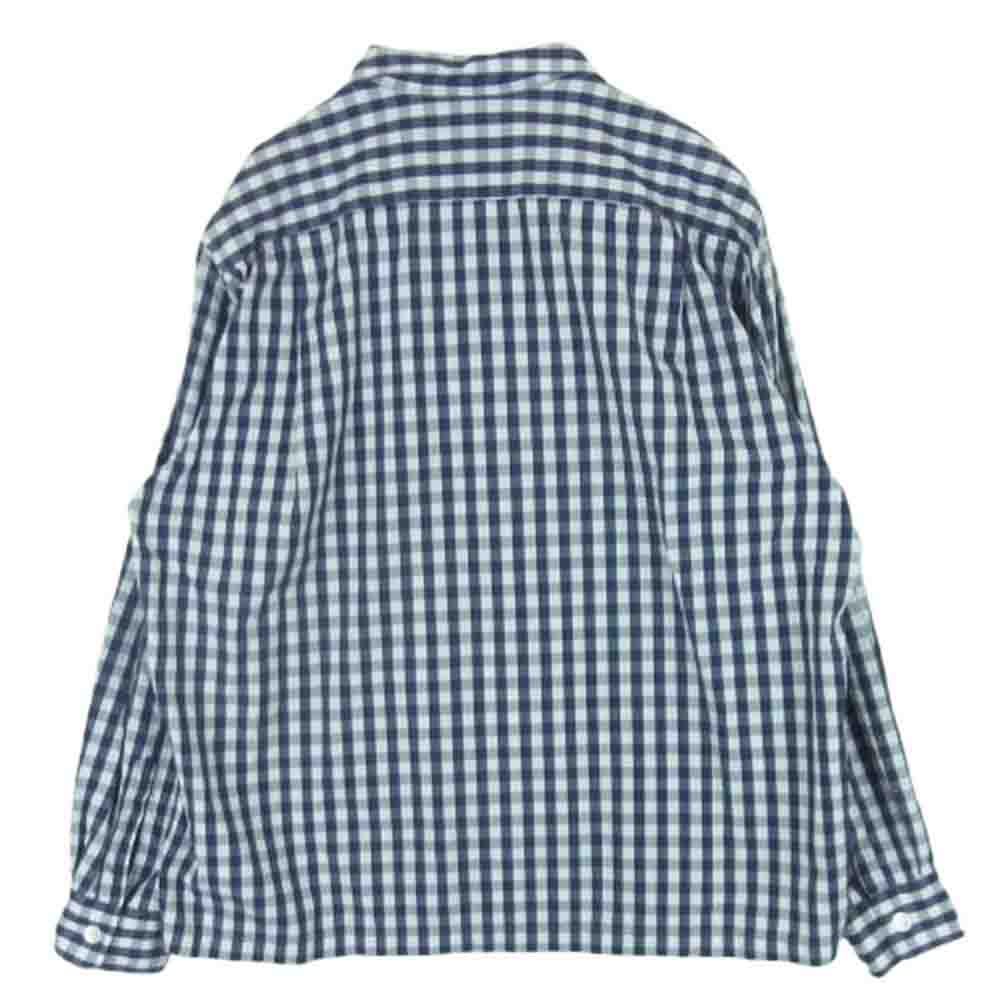 COMME des GARCONS HOMME コムデギャルソンオム 田中オム チェック柄 オープンカラー 長袖 シャツ コットン 日本製 ダークネイビー系 ホワイト系 サイズ表記なし【中古】